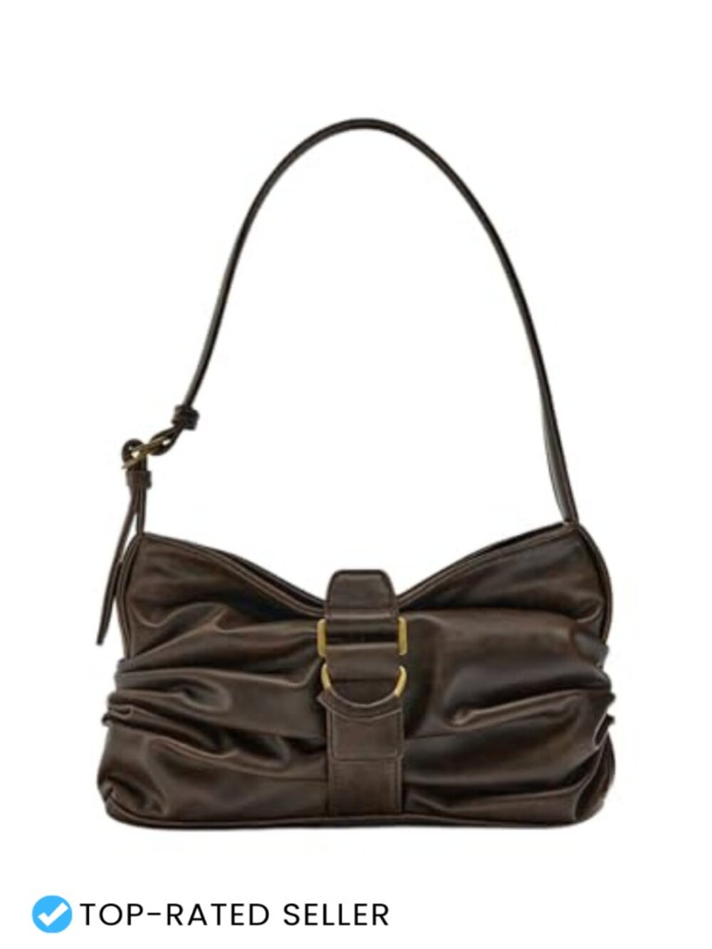 Y2K Faux Leather Ruched Shoulder Bag Vintage Punk Purse Handbag